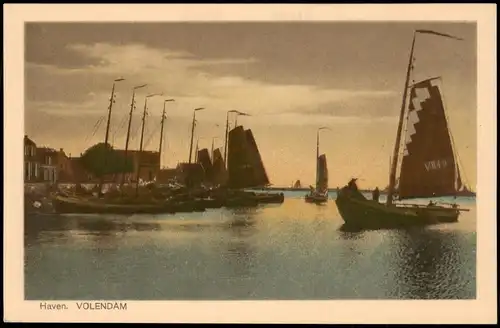 Postkaart Volendam-Edam-Volendam Hafen, Segelboote 1925