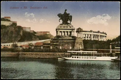 Ansichtskarte Koblenz Deutsches Eck, Dampfer 1923
