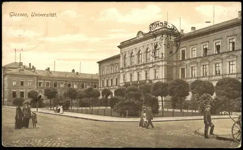 Ansichtskarte Gießen Universität, Straßenpartie 1916