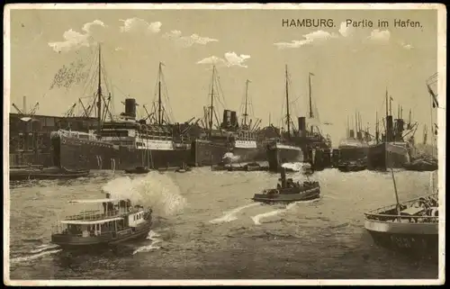 Ansichtskarte Hamburg Hafen, Überseedampfer, Fahrgastschiff 1913