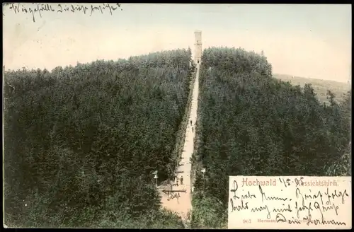 Ansichtskarte Oybin Hochwald/Hvozd, Weg zum Aussichtsturm Oberlausitz 1905