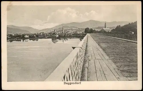 Ansichtskarte Deggendorf Straßenbrücke zur Stadt 1917