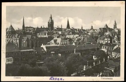 Ansichtskarte Essen Ruhr Stadtpartie 1919  gel Feldpoststempel Lazarett Mülheim