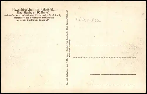 Ansichtskarte Bad Sachsa Hexenhäuschen im Katzental, Südharz 1926