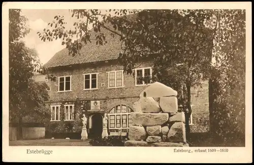 Ansichtskarte Estebrügge-Jork Esteburg, Gedenkstein 1922