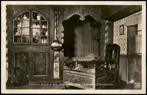 Keitum (Sylt) Kejtum / Altfriesisches Haus, (Sliepkamer.) Schlafzimmer. 1930