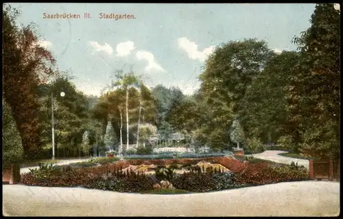 Ansichtskarte Saarbrücken III - Stadtgarten 1913