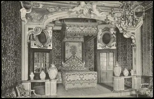 Ansichtskarte Baden-Baden Paradeschlafzimmer Schloss Favorite 1912