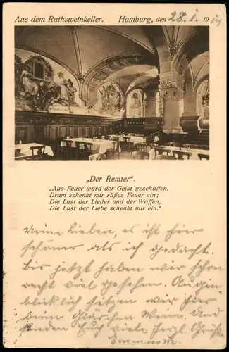 Ansichtskarte Hamburg Aus dem Rathsweinkeller. - Remter 1914