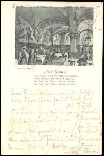 Ansichtskarte Hamburg Saal im Rathsweinkeller 1898