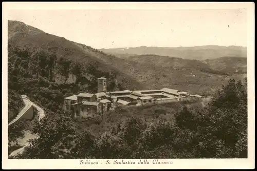 Subiaco (Latium) Monastero Di S. Scolastica, Panorama Kloster Ansicht 1930