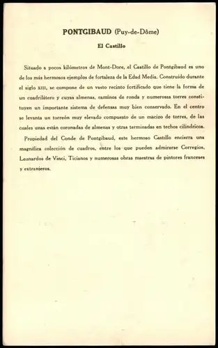 CPA Pontgibaud El Castillo Burg 1910