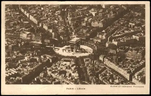 CPA Paris L' Etoile, frühe Luftaufnahme 1930