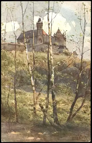 Ansichtskarte  Signierte Künstlerkarte Kunstwerk "Schloss im Wald" 1930