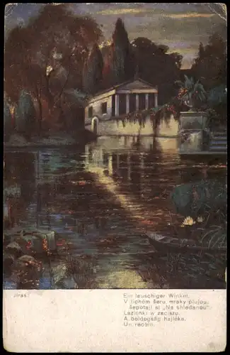 Ein lauschiger Winkel Künstlerkarte Kunstwerk Art Künstler Jiras 1918
