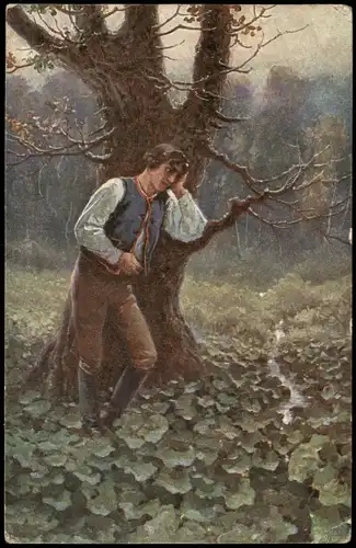 Künstlerkarte Kunstwerk Art Künstler LIEBSCHER Wie traurig mein Gott! 1918