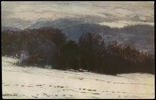 Künstlerkarte Kunstwerk Art Künstler Al Kalvoda "Landschaft" 1920