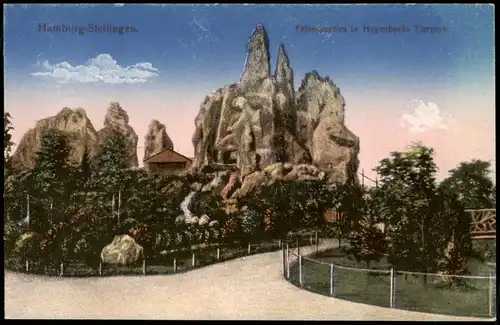 Ansichtskarte Stellingen-Hamburg Tierpark Hagenbeck, Felsenpartien 1913