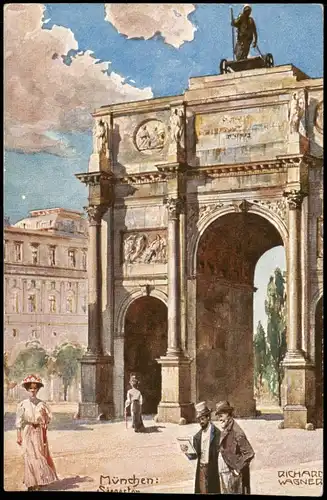 Ansichtskarte München Siegestor Aquarell-Serie München. No. 11. 1912