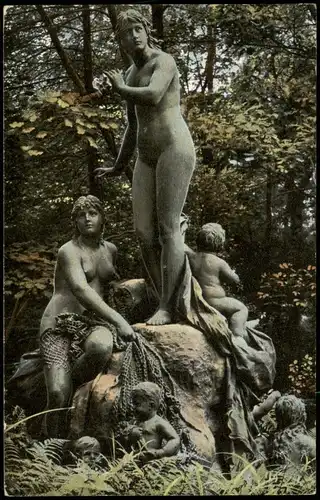 Ansichtskarte Karlsruhe Nymphengruppe im Park 1911