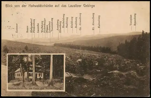Oybin Blick von der Hohwaldschänke auf das Lausitzer Gebirge 2 Bild 1921