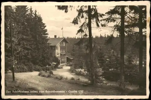 Ilmenau Das Schöffenhaus neben dem Schwalbenstein 1941  gel. Bahnpoststempel