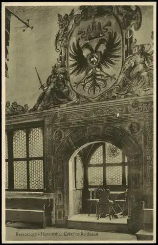 Ansichtskarte Regensburg Historischer Erker im Reichssaal - Rathaus 1922