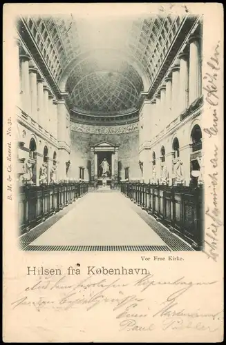 Postcard Kopenhagen København Hilsen Vor Frue Kirke. 1900