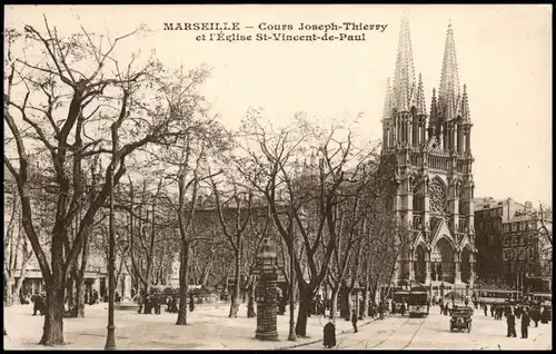 Marseille Cours Joseph-Thierry et l'Église St-Vincent-de-Paul 1910