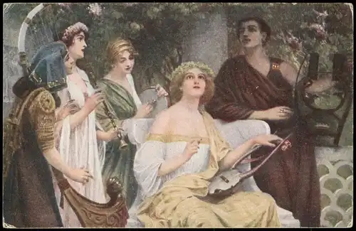 Ansichtskarte  Künstlerkarte Gemälde (Art) Schram: Hudba Musik Musique 1910