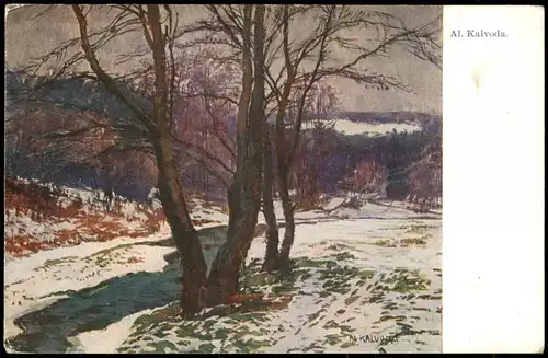 Künstlerkarte (Art) Künstler Al. Kalvoda "Winter-Landschaft" 1930