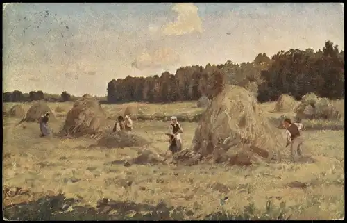 Ansichtskarte  Künstlerkarte (Art) Künstler M. CHOLODOWSKI: Heuernte 1914