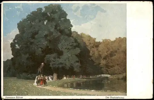 Künstlerkarte (Art) Künstler Hermann Göhler Der Hochzeitszug 1910