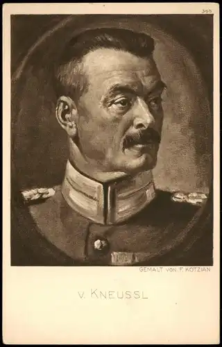 Ansichtskarte  Künstlerkarte Militär V. KNEUSSL GEMALT VON F. KOTZIAN 1915
