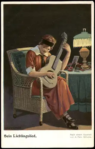 "Sein Lieblingslied" Nach einem Aquarell von A. Felix Schulze 1920