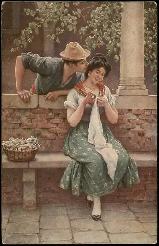 Künstlerkarte Kunst Art Künstler E.v. Blaas pinx. Ich liebe Dich! 1918