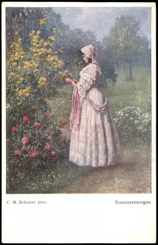 Künstlerkarte Kunst Art Künstler C.M. Schuster pinx. Sommermorgen 1920