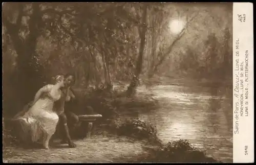 Ansichtskarte  Künstlerkarte Flitterwochen HONEYMOON LUNA DE MIEL 1910