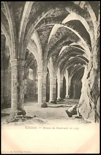 Ansichtskarte Chillon Prison de Bonivard, altes Gefängnis 1900
