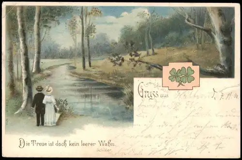 Liebe Liebespaare - Love Die Treue ist doch kein leerer Wahn Litho 1904
