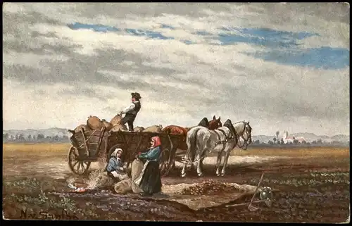 Berufe /Arbeit: Bauern - Landwirtschaft, beladen des Wagens 1913