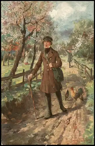 Mühlberg, Studentenleben, Künstlerkarte "Der Mai ist gekommen" 1920