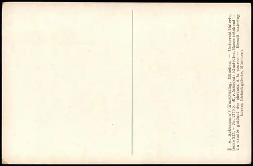 Künstlerkarte Kunstwerk  M. v. SCHWIND "Einsiedler Rosse tränkend" 1920