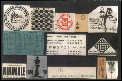 Schach-Spiel Motivkarte Chess signs appearing on correspondence 1980