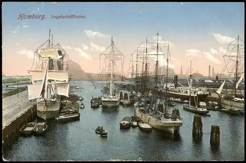 Ansichtskarte Hamburg Segelschiffhafen - Segelschiffe 1913