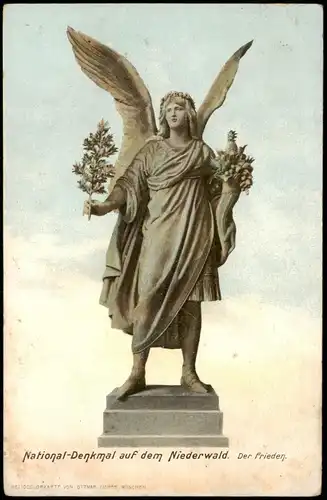 Ansichtskarte Rüdesheim (Rhein) National-Denkmal - Der Frieden 1905