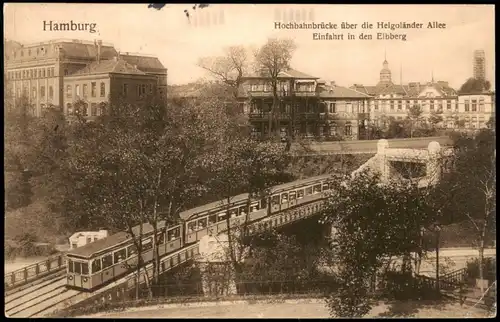 Ansichtskarte Hamburg Helgoländer Weg Hochbahn Einfahrt in den Elbberg 1912