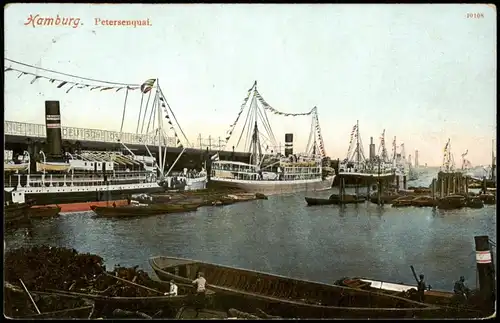 Ansichtskarte Hamburg Petersenquai mit Dampfern 1910