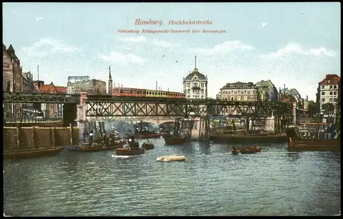 Hamburg Hochbahnstrecke, Verbindung Rödingsmarkt-Baumwall über Binnenhafen 1913