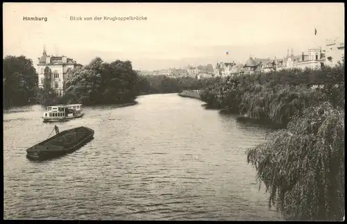 Ansichtskarte Hamburg Blick von der Krugkoppelbrücke, Villa 1912